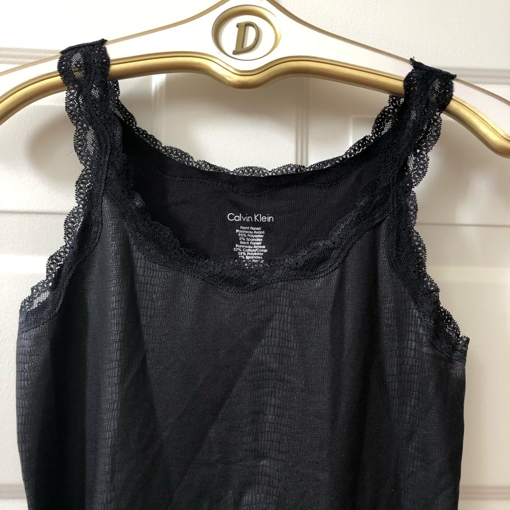 Calvin Klein Black Tank Top w/Front Panel Giving Illusion of Snake Skin
